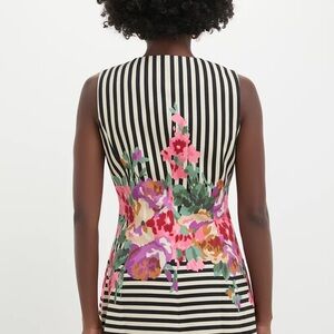Tuckernuck Black and White Striped Floral Top